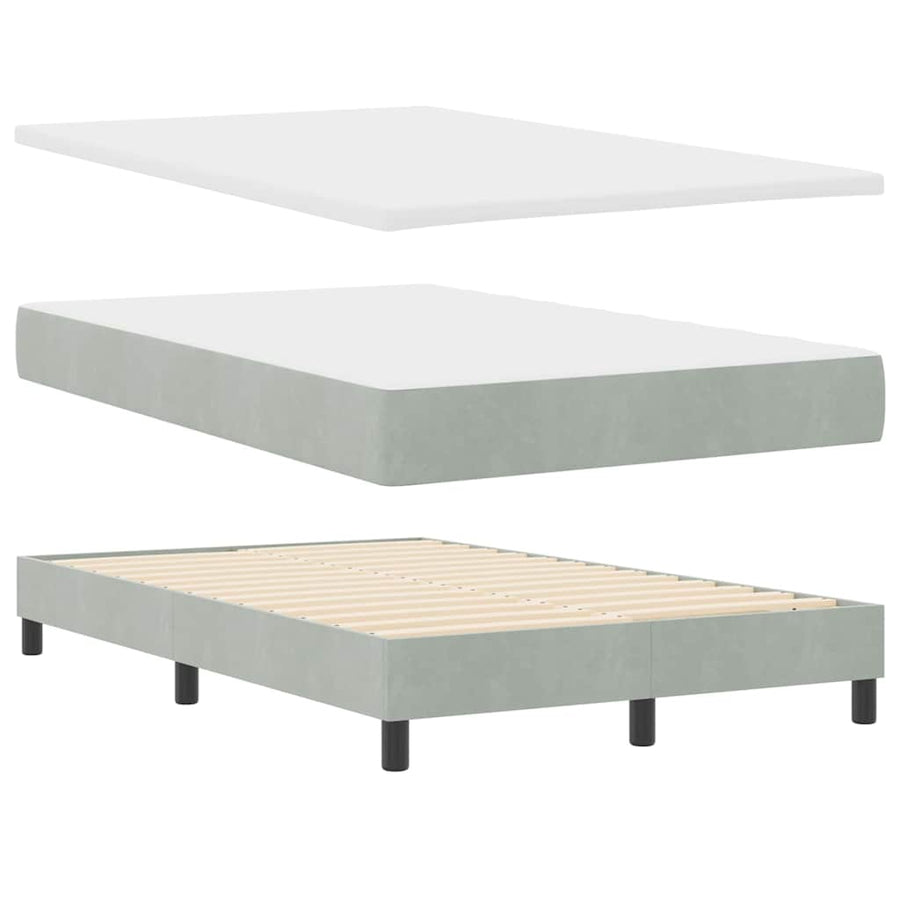 LED Box Spring Bed met matras Lichtgrijs 120 x 190 cm Fluweel