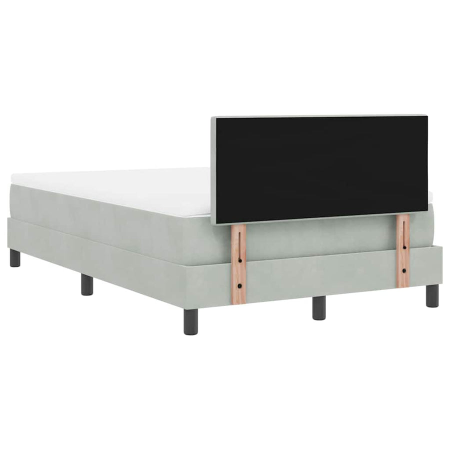 LED Box Spring Bed met matras Lichtgrijs 120 x 190 cm Fluweel