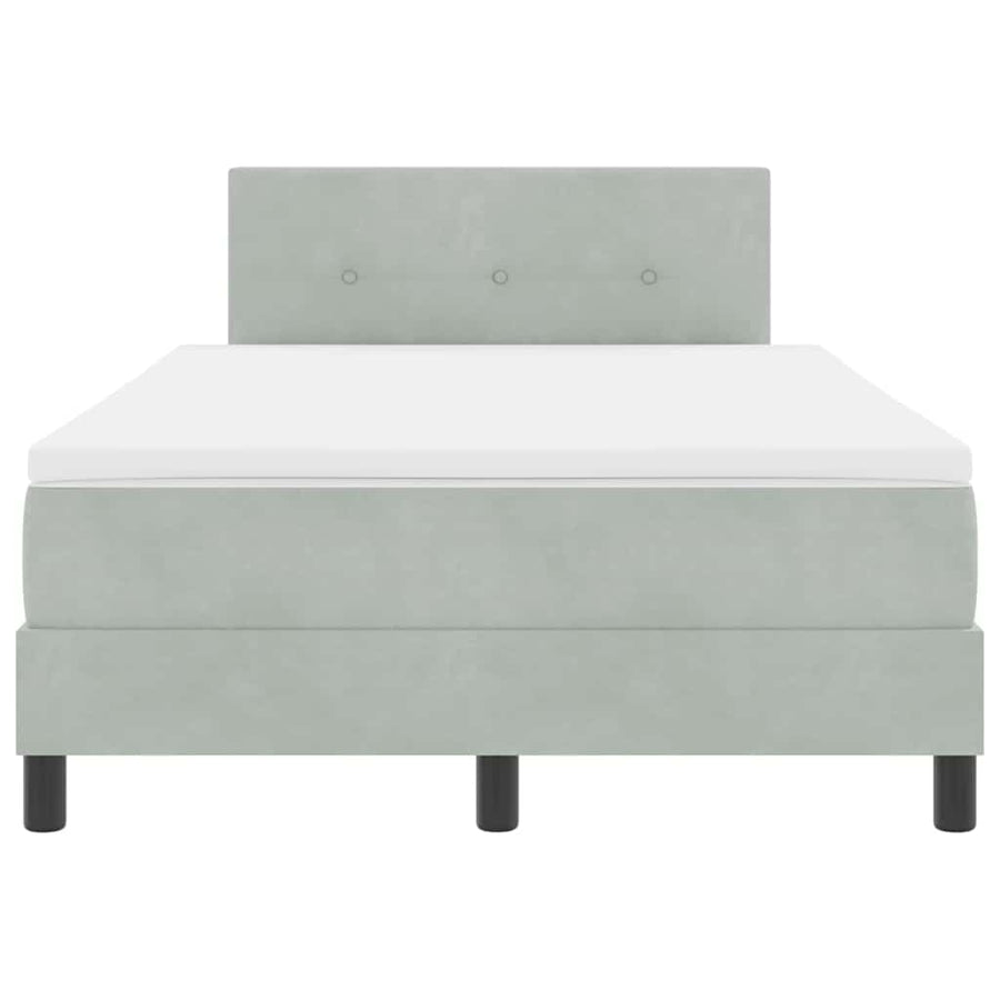 LED Box Spring Bed met matras Lichtgrijs 120 x 190 cm Fluweel
