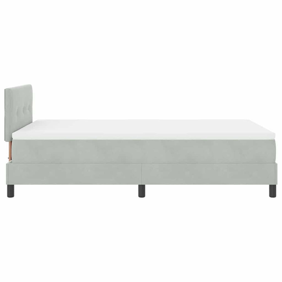 LED Box Spring Bed met matras Lichtgrijs 120 x 190 cm Fluweel