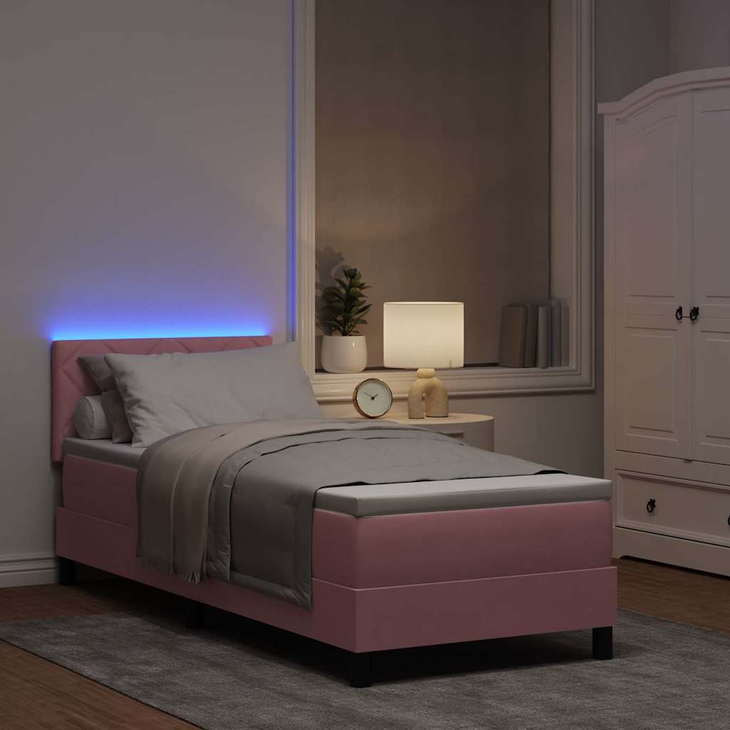 LED Box Spring Bed met hoofdeinde Roze 80 x 200 cm Fluweel