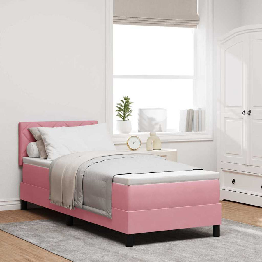 LED Box Spring Bed met hoofdeinde Roze 80 x 200 cm Fluweel