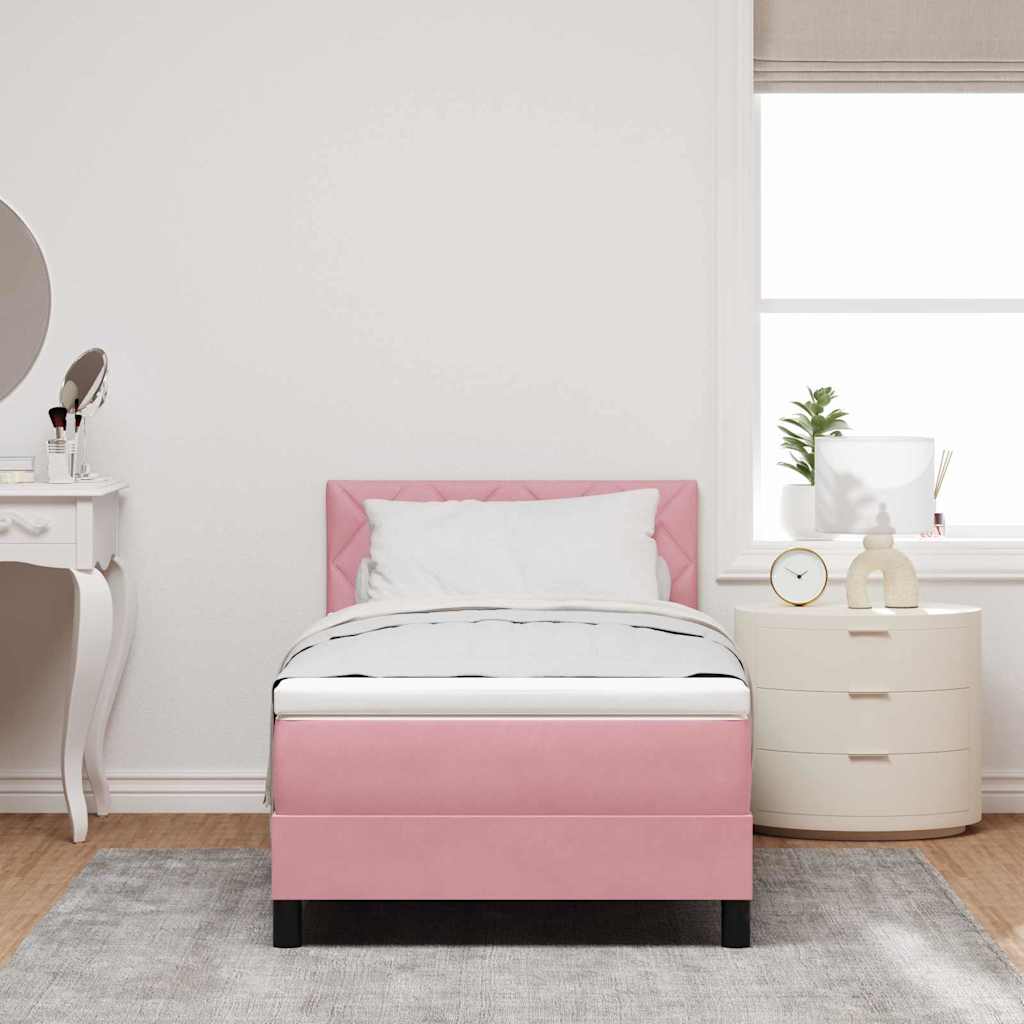 LED Box Spring Bed met hoofdeinde Roze 90 x 190 cm Fluweel