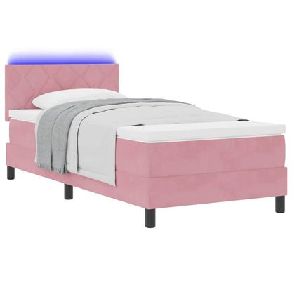 LED Box Spring Bed met hoofdeinde Roze 90 x 190 cm Fluweel