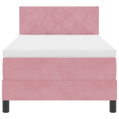 LED Box Spring Bed met hoofdeinde Roze 90 x 200 cm Fluweel