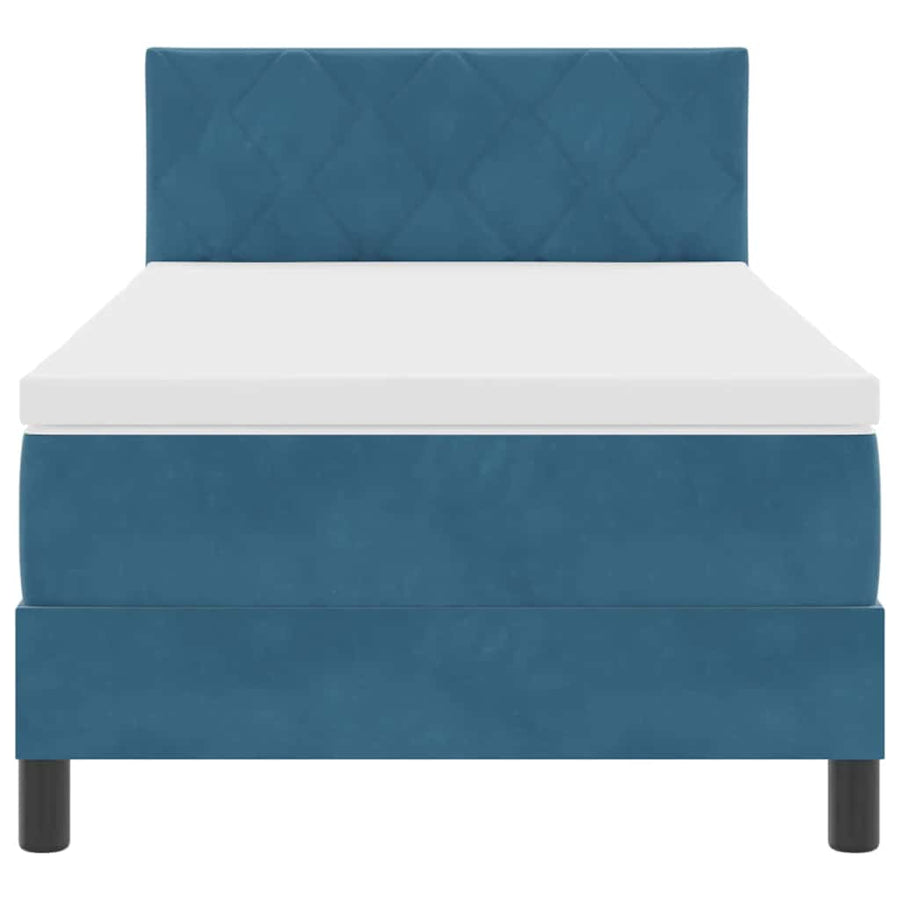 LED Box Spring Bed met matras Donkerblauw 100 x 200 cm Fluweel