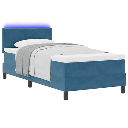 LED Box Spring Bed met matras Donkerblauw 100 x 200 cm Fluweel