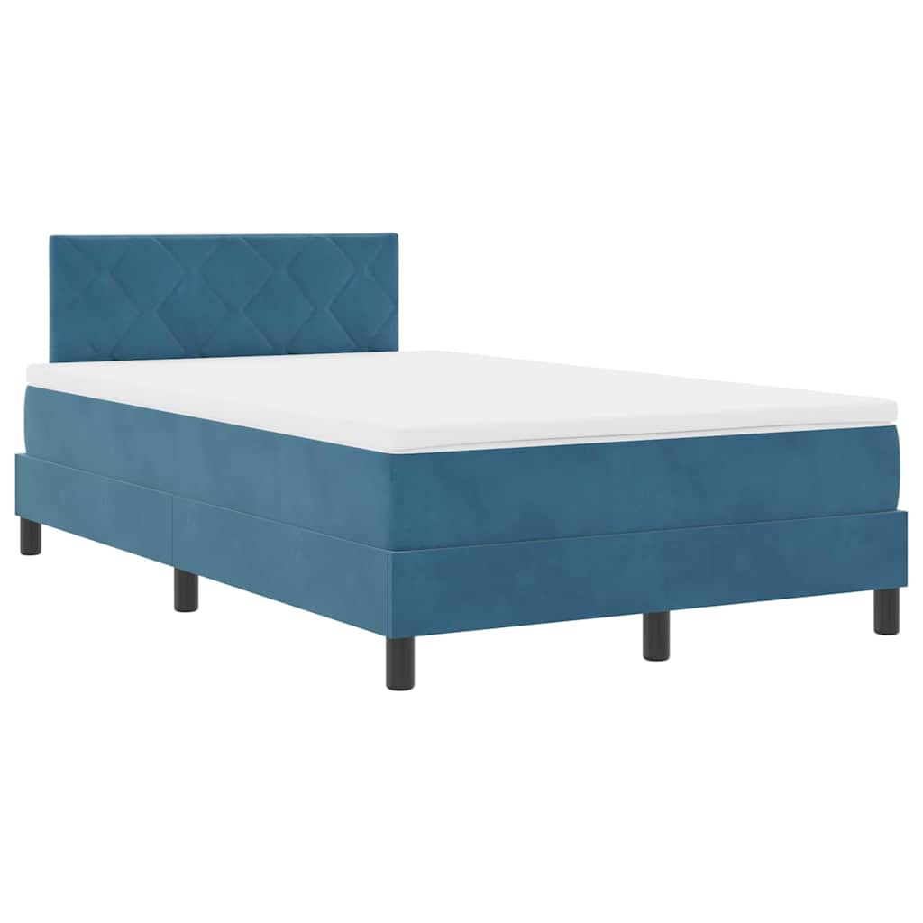 LED Box Spring Bed met matras Donkerblauw 120 x 190 cm Fluweel