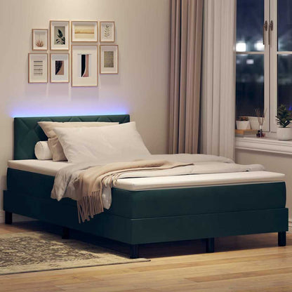 LED Box Spring Bed met matras Donkergroen 120 x 200 cm Fluweel