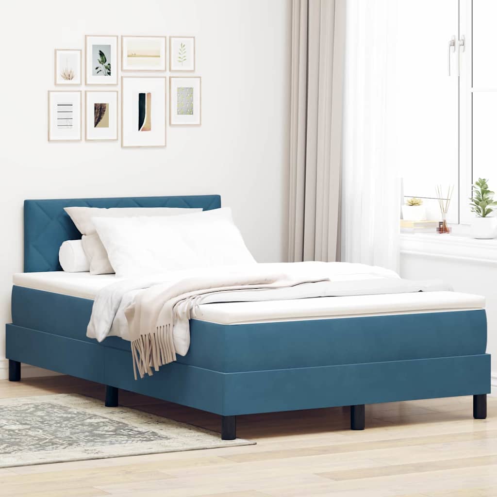 LED Box Spring Bed met matras Donkerblauw 120 x 200 cm Fluweel