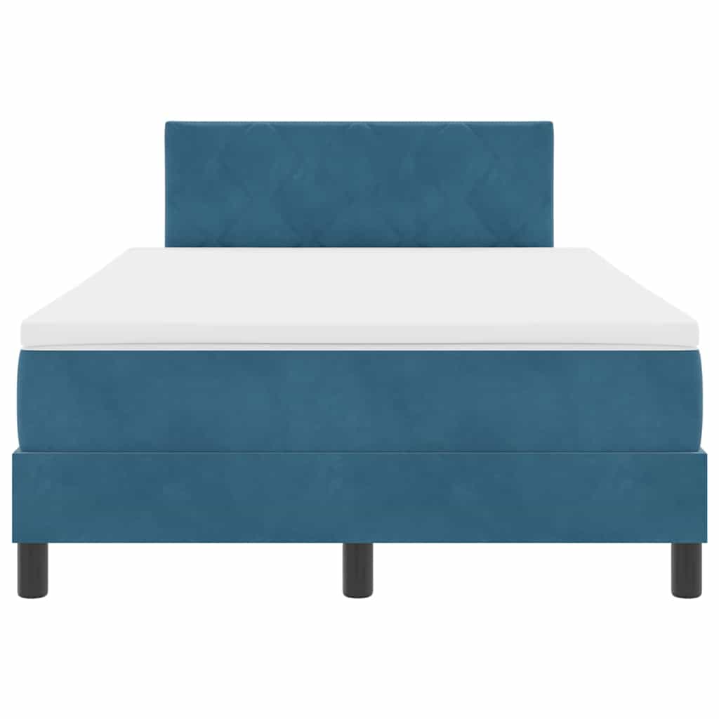 LED Box Spring Bed met matras Donkerblauw 120 x 200 cm Fluweel