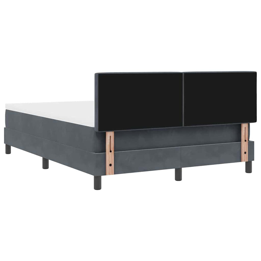 LED Box Spring Bed met matras Donkergrijs 140 x 190 cm Fluweel