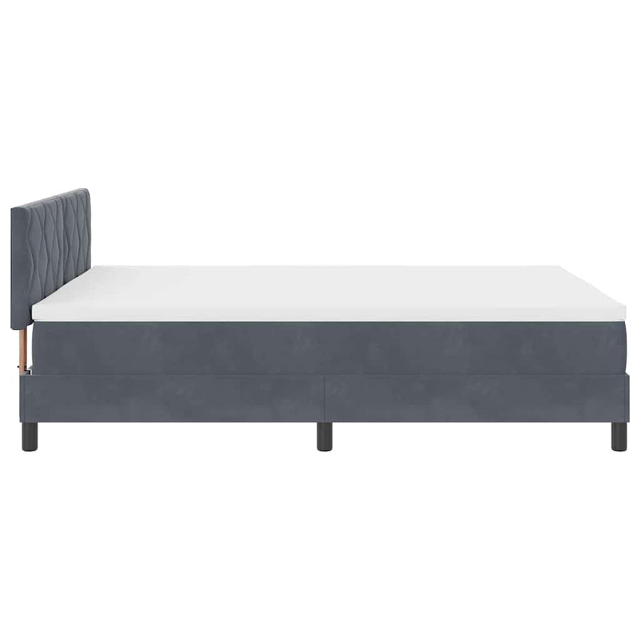 LED Box Spring Bed met matras Donkergrijs 140 x 190 cm Fluweel