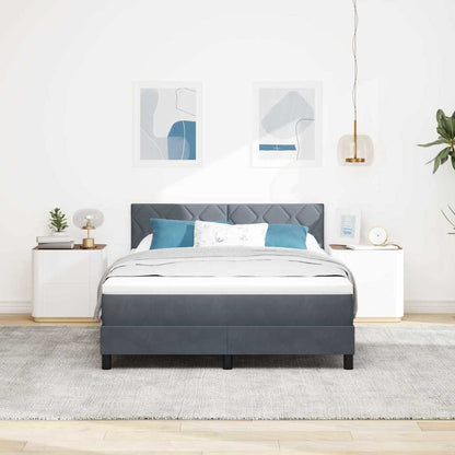 LED Box Spring Bed met matras Donkergrijs 140 x 200 cm Fluweel