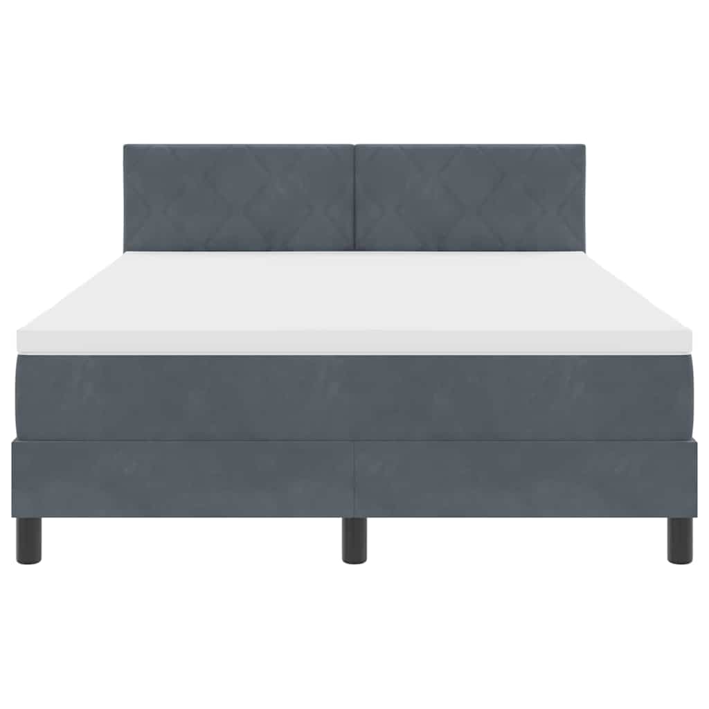 LED Box Spring Bed met matras Donkergrijs 140 x 200 cm Fluweel