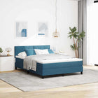 Boxspring bed 140x200 cm donkerblauw fluweel LED