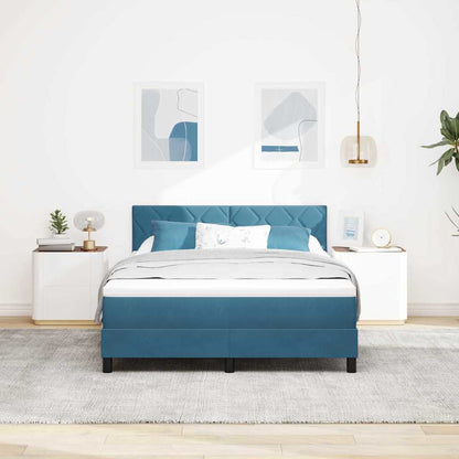 LED Box Spring Bed Donkerblauw 140 x 200 cm Fluweel