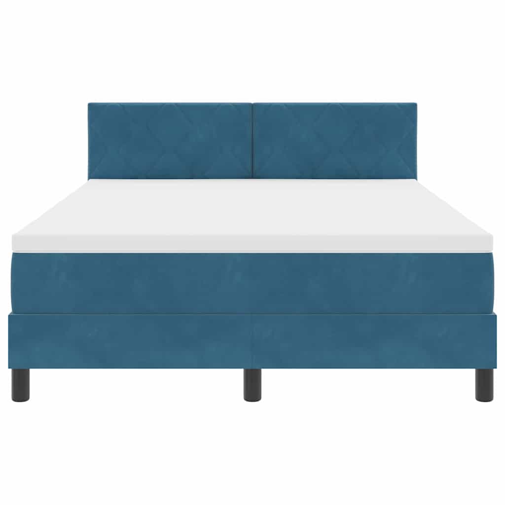 LED Box Spring Bed Donkerblauw 140 x 200 cm Fluweel