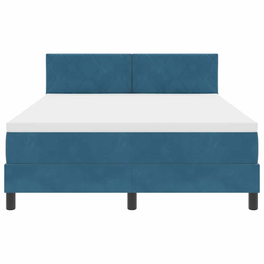 LED Box Spring Bed Donkerblauw 140 x 200 cm Fluweel