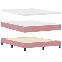 LED Box Spring Bed met hoofdeinde Roze 140 x 200 cm Fluweel
