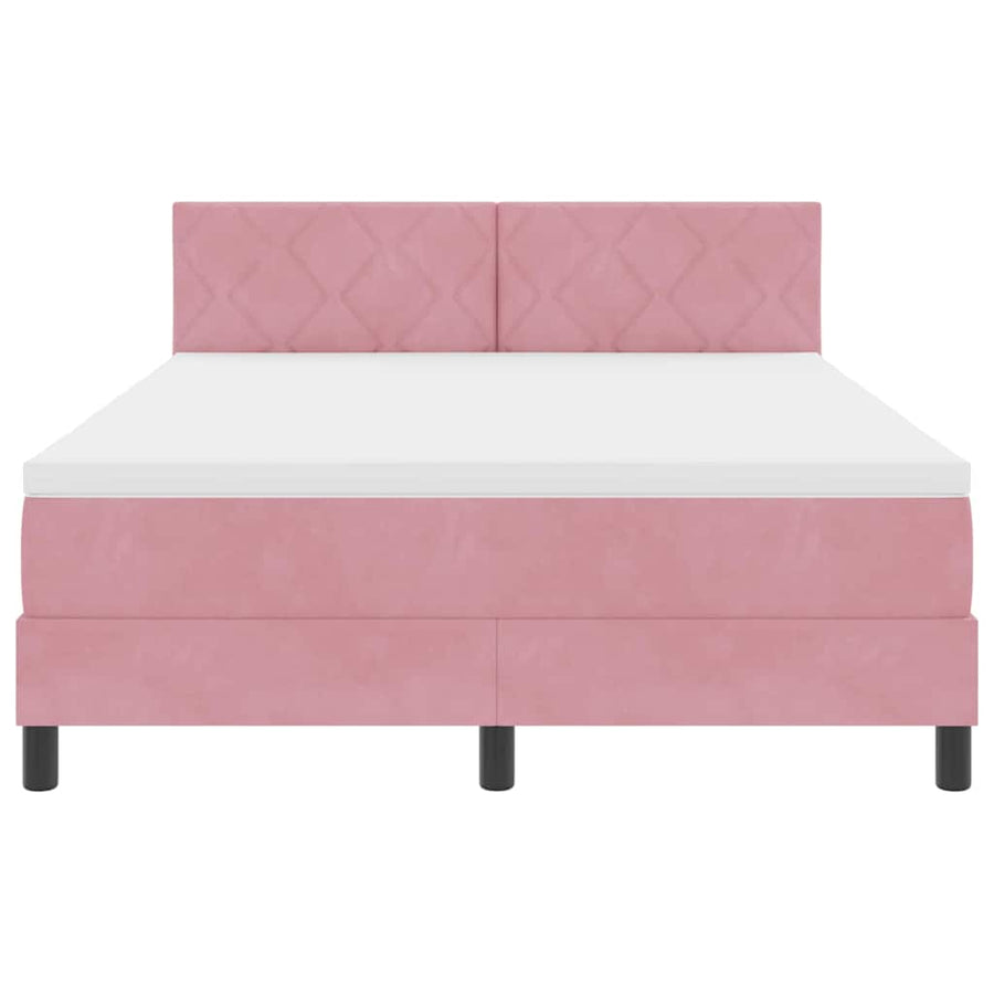 LED Box Spring Bed met hoofdeinde Roze 140 x 200 cm Fluweel