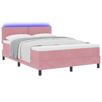 LED Box Spring Bed met hoofdeinde Roze 140 x 200 cm Fluweel