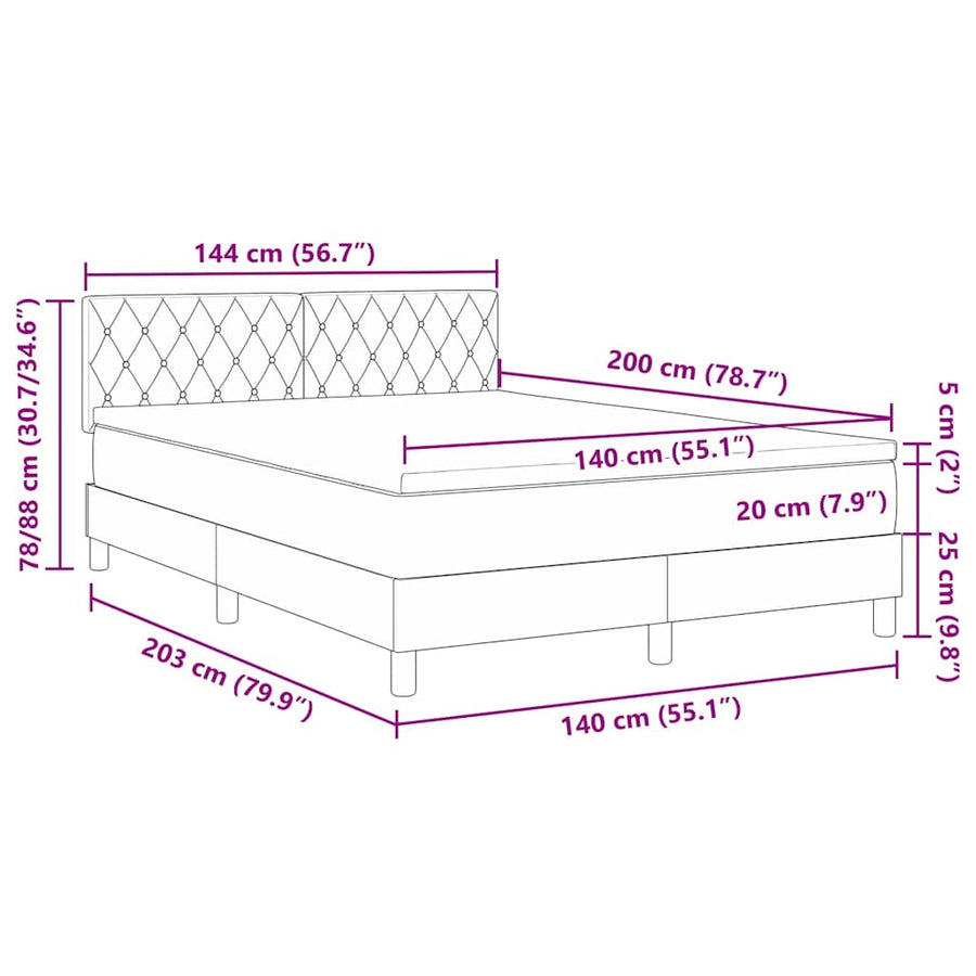 LED Box Spring Bed met hoofdeinde Roze 140 x 200 cm Fluweel
