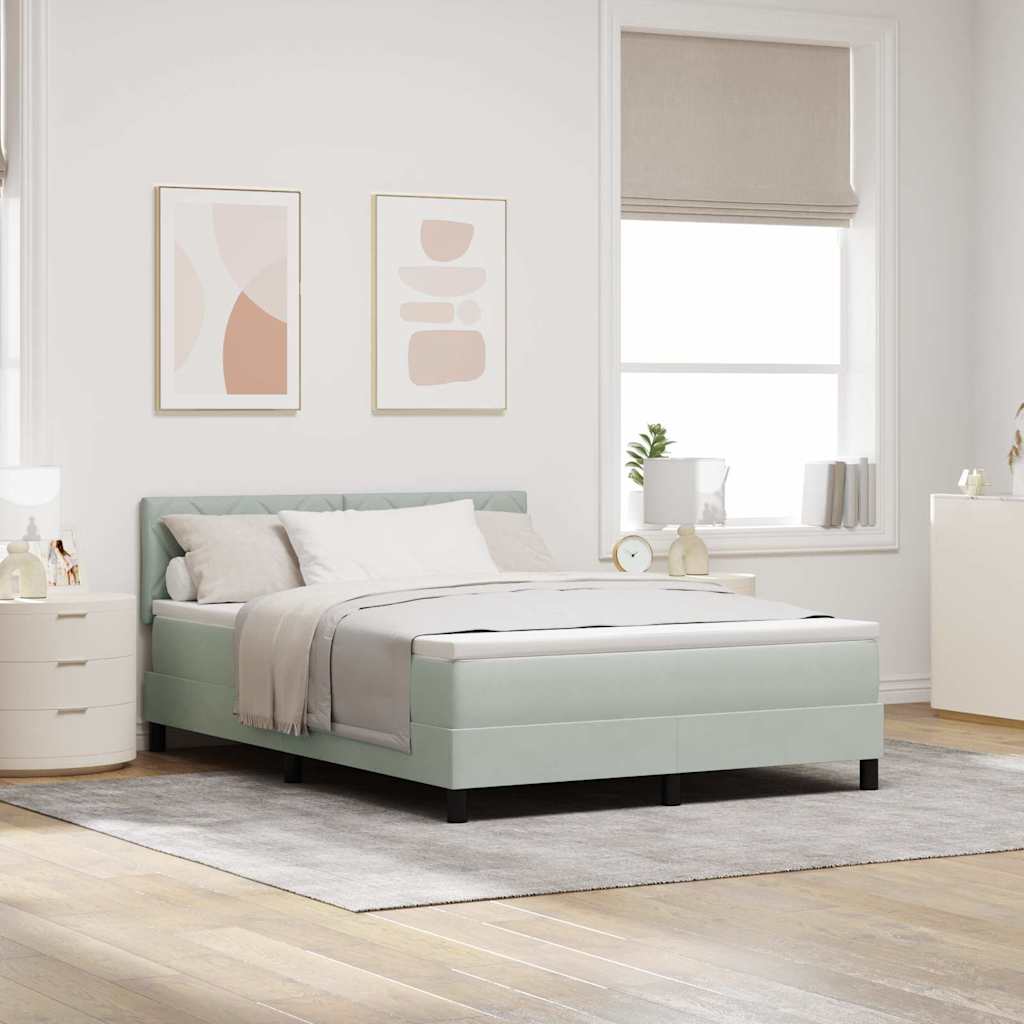 LED Box Spring Bed Lichtgrijs 160 x 200 cm Fluweel