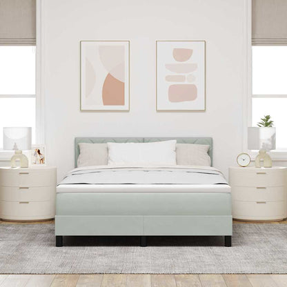 LED Box Spring Bed Lichtgrijs 160 x 200 cm Fluweel