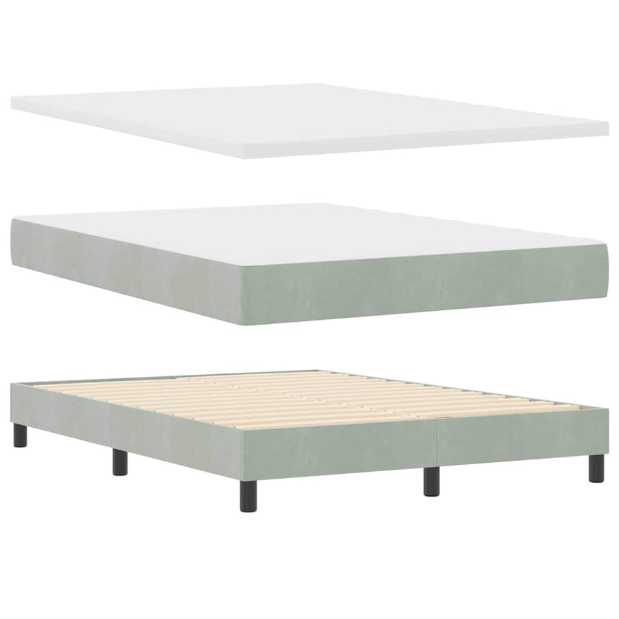 LED Box Spring Bed Lichtgrijs 160 x 200 cm Fluweel