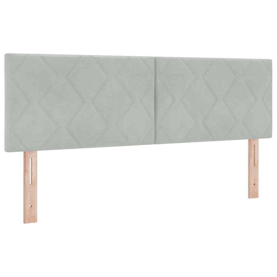 LED Box Spring Bed Lichtgrijs 160 x 200 cm Fluweel