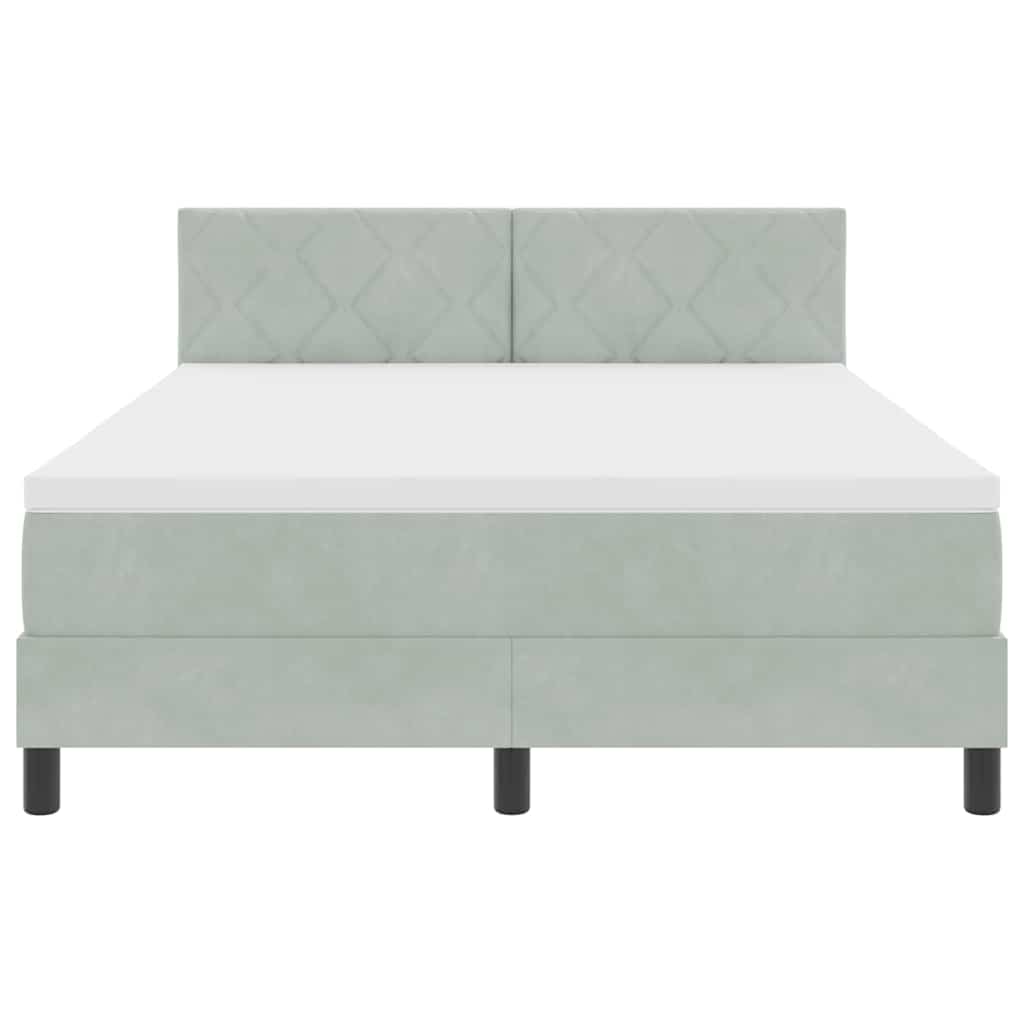 LED Box Spring Bed Lichtgrijs 160 x 200 cm Fluweel