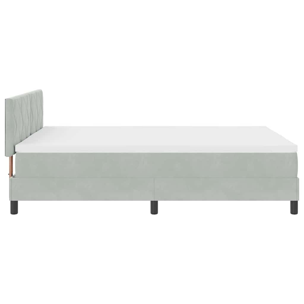 LED Box Spring Bed Lichtgrijs 160 x 200 cm Fluweel