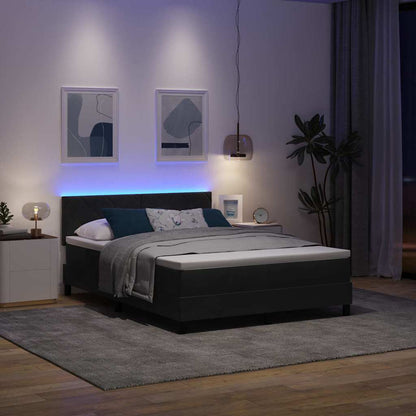 LED Box Spring Bed met hoofdeinde Zwart 160 x 200 cm Fluweel