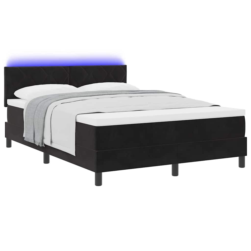 LED Box Spring Bed met hoofdeinde Zwart 160 x 200 cm Fluweel