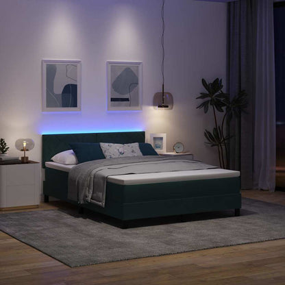 LED Box Spring Bed met matras Donkergroen 160 x 200 cm Fluweel