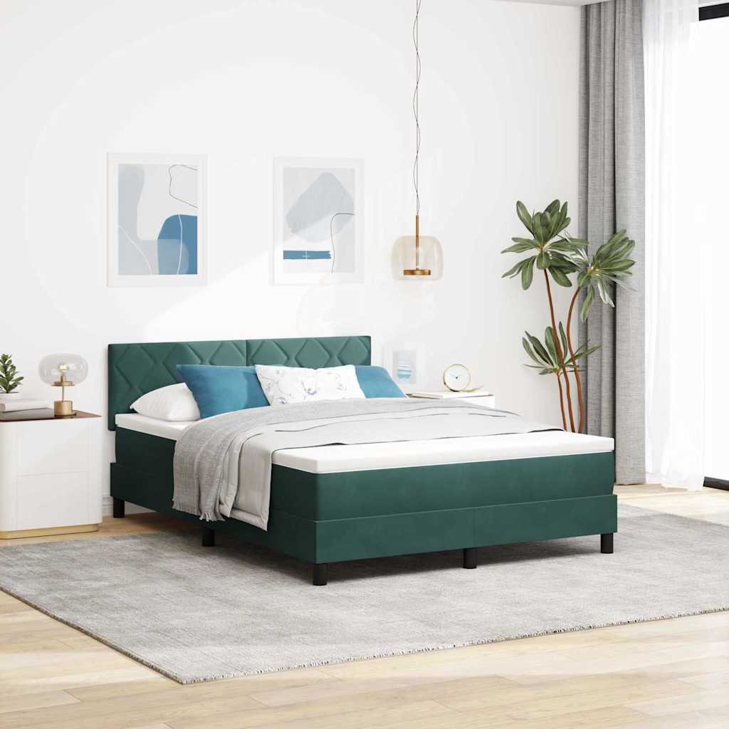 LED Box Spring Bed met matras Donkergroen 160 x 200 cm Fluweel