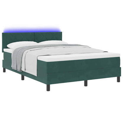 LED Box Spring Bed met matras Donkergroen 160 x 200 cm Fluweel