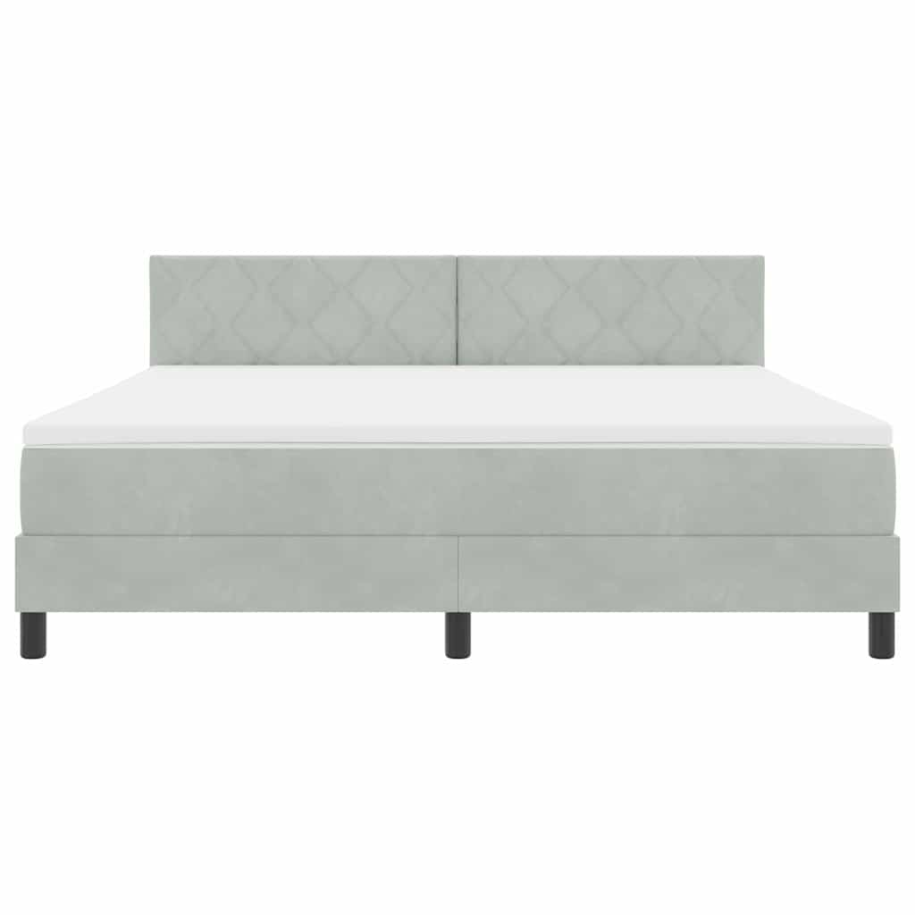 LED Box Spring Bed met matras Lichtgrijs 180 x 200 cm Fluweel