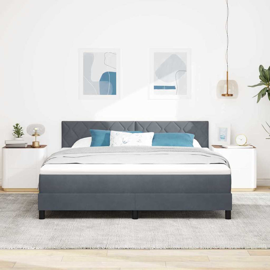 LED Box Spring Bed Donkergrijs 180 x 200 cm Fluweel