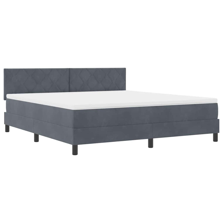 LED Box Spring Bed Donkergrijs 180 x 200 cm Fluweel