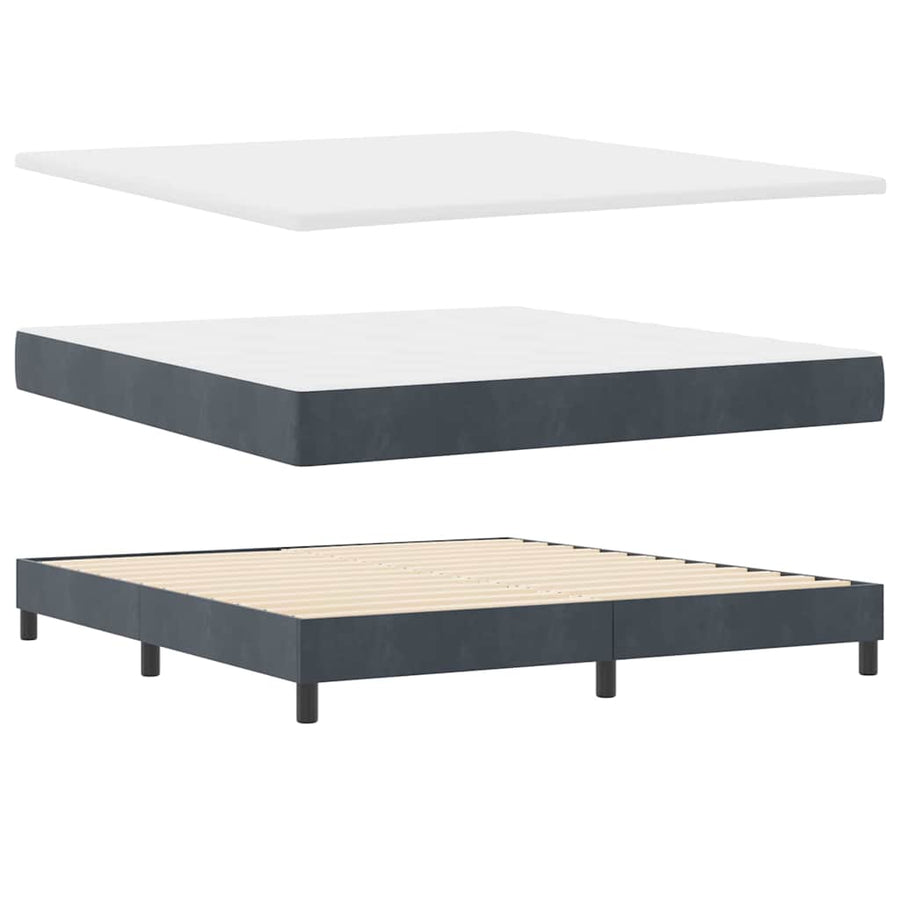 LED Box Spring Bed Donkergrijs 180 x 200 cm Fluweel