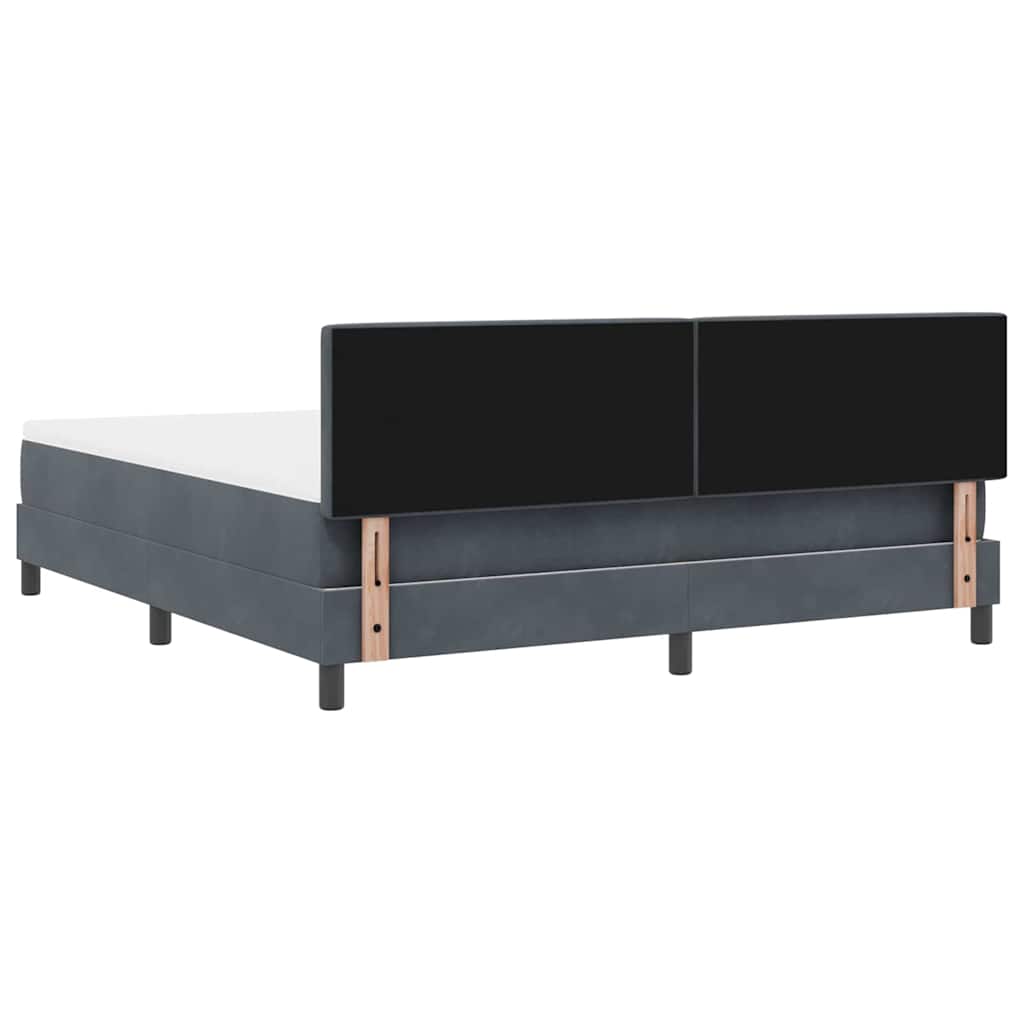 LED Box Spring Bed Donkergrijs 180 x 200 cm Fluweel