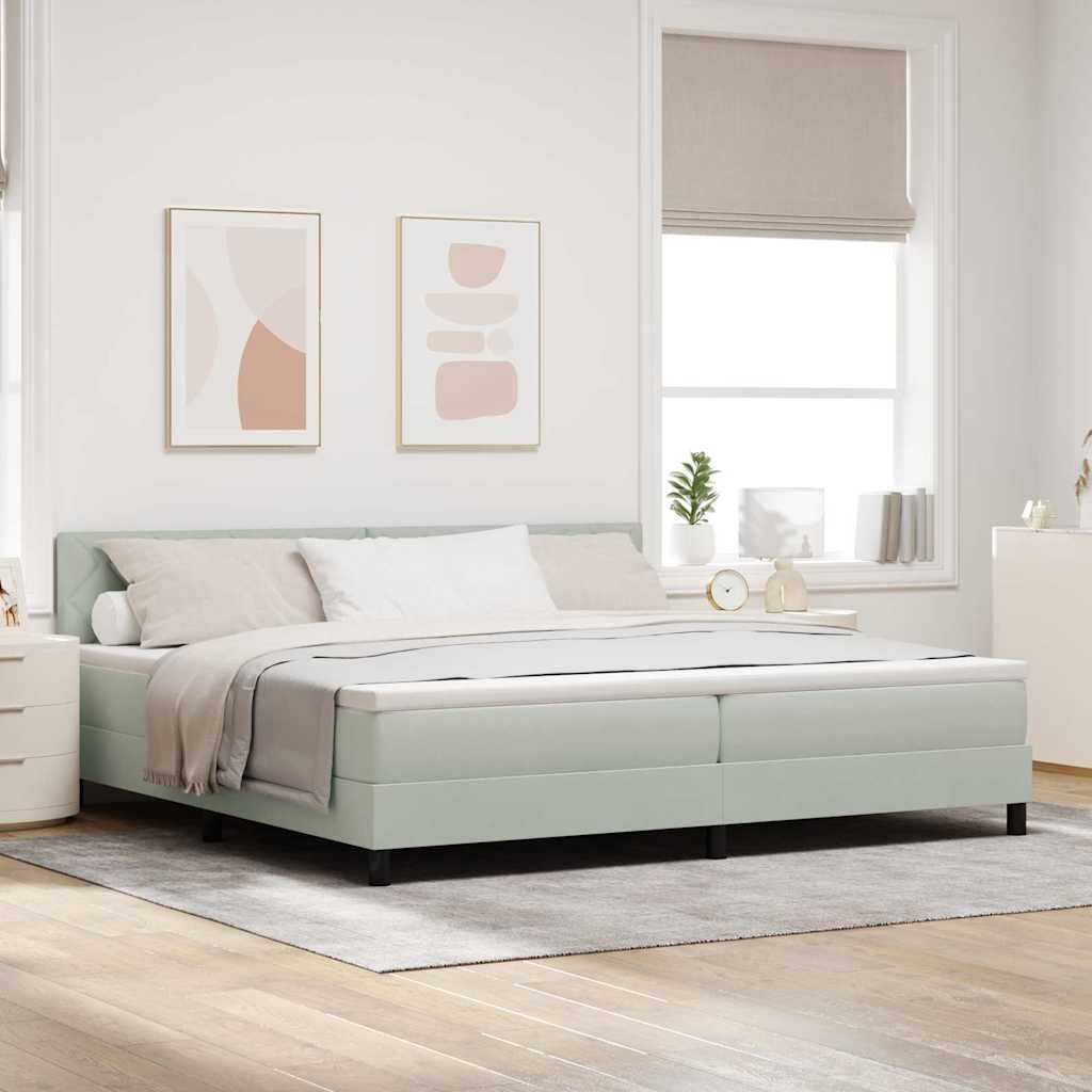 LED Box Spring Bed Lichtgrijs 200 x 200 cm Fluweel
