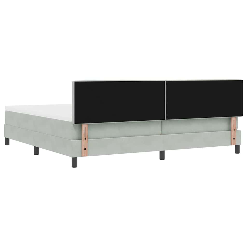 LED Box Spring Bed Lichtgrijs 200 x 200 cm Fluweel