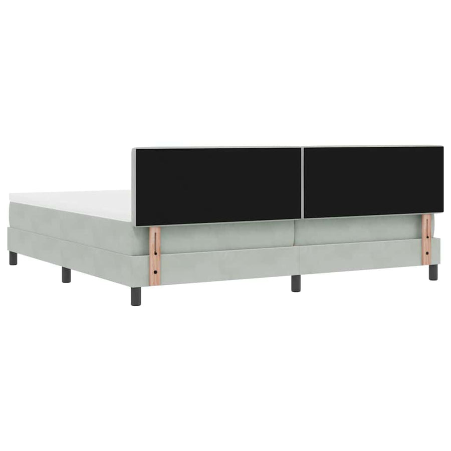 LED Box Spring Bed Lichtgrijs 200 x 200 cm Fluweel