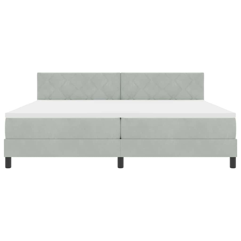 LED Box Spring Bed Lichtgrijs 200 x 200 cm Fluweel