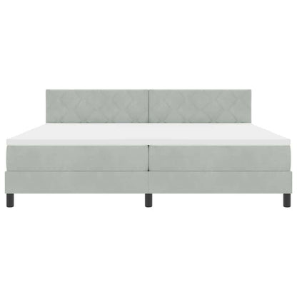 LED Box Spring Bed Lichtgrijs 200 x 200 cm Fluweel