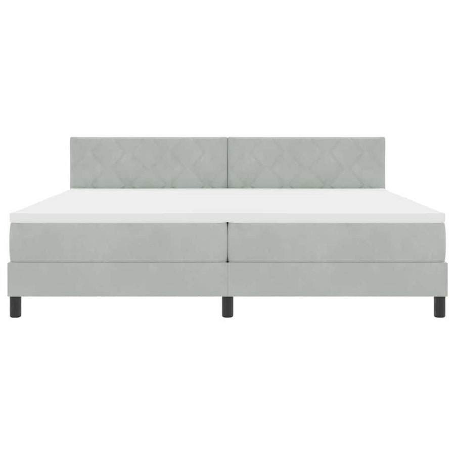 LED Box Spring Bed Lichtgrijs 200 x 200 cm Fluweel