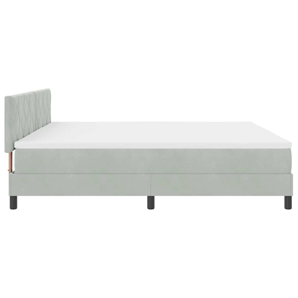 LED Box Spring Bed Lichtgrijs 200 x 200 cm Fluweel